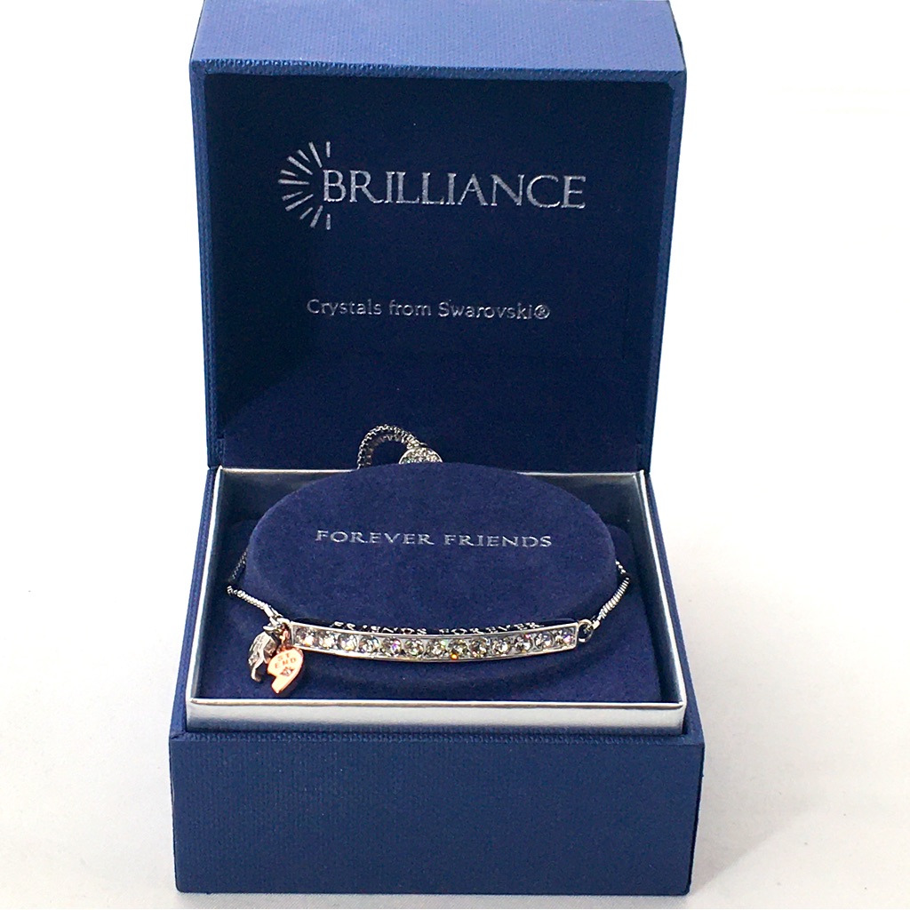 Swarovski Crystal Silver Bolo Bracelet Forever Friends Brillance Nib 25$